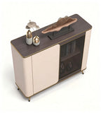 Modern Luxury Walnut and Khaki Grey Storage Cabinet