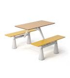 Durable and Practical Wood Grain Steel Frame Integrated Four-Seater Dining Table School Canteen Dining Table Set