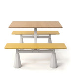 Durable and Practical Wood Grain Steel Frame Integrated Four-Seater Dining Table School Canteen Dining Table Set