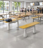 Durable and Practical Wood Grain Steel Frame Integrated Four-Seater Dining Table School Canteen Dining Table Set