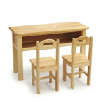 簡約原木色實木雙座位帶儲物幼稚園枱 Simple Solid Wood Kindergarten Table