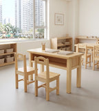 簡約原木色實木雙座位帶儲物幼稚園枱 Simple Solid Wood Kindergarten Table
