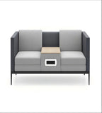 現代灰色布藝雙人辦公梳化連茶几 Modern Grey Fabric 2-Seater Office Sofa with Table