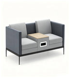 現代灰色布藝雙人辦公梳化連茶几 Modern Grey Fabric 2-Seater Office Sofa with Table
