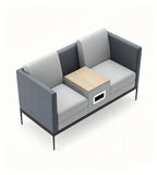 現代灰色布藝雙人辦公梳化連茶几 Modern Grey Fabric 2-Seater Office Sofa with Table