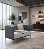 現代灰色布藝雙人辦公梳化連茶几 Modern Grey Fabric 2-Seater Office Sofa with Table