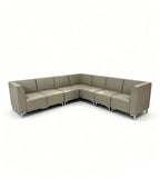 商務舒適灰色布藝L形轉角鐵腳辦公梳化 Grey Fabric L-Shaped Office Sofa with Metal Legs