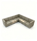 商務舒適灰色布藝L形轉角鐵腳辦公梳化 Grey Fabric L-Shaped Office Sofa with Metal Legs