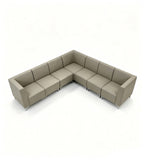 商務舒適灰色布藝L形轉角鐵腳辦公梳化 Grey Fabric L-Shaped Office Sofa with Metal Legs
