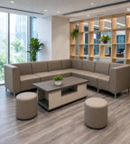 商務舒適灰色布藝L形轉角鐵腳辦公梳化 Grey Fabric L-Shaped Office Sofa with Metal Legs