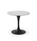 簡約白色大理石啞黑鐵架圓形洽談枱 Marble Round Table with Black Iron Frame
