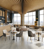 Modern Luxury Beige Printed PU Leather Dining Armchair