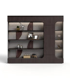 Dark Wood Grain MFC File Cabinet with LED Lighting