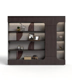 深木色防火板帶燈帶掩門文件櫃 Dark Wood Grain MFC File Cabinet with LED Lighting
