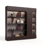 Dark Wood Grain MFC File Cabinet with LED Lighting