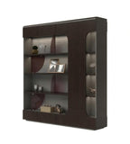 Dark Wood Grain MFC File Cabinet with LED Lighting