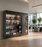 Dark Wood Grain MFC File Cabinet with LED Lighting