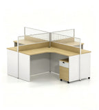 原木色雙面屏風職員桌  Double-sided workstation with privacy screens