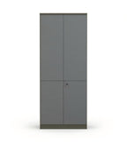 現代深灰木製掩門帶鎖高身文件櫃 Modern Dark Grey Wooden Tall Filing Cabinet