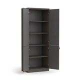 現代深灰木製掩門帶鎖高身文件櫃 Modern Dark Grey Wooden Tall Filing Cabinet