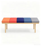 Modern Natural Wood Leather Rectangular Coffee Table