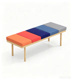 Modern Natural Wood Leather Rectangular Coffee Table