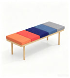 現代原木色西皮長方形茶几 Modern Natural Wood Leather Rectangular Coffee Table