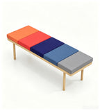 Modern Natural Wood Leather Rectangular Coffee Table