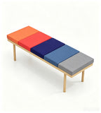 現代原木色西皮長方形茶几 Modern Natural Wood Leather Rectangular Coffee Table