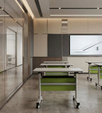現代實用淺灰拼綠色培訓枱 Modern Practical Light Grey and Green Training Table
