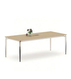 Minimalist Light Wood Grain Rectangular Conference Table with Power Outlet