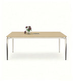 Minimalist Light Wood Grain Rectangular Conference Table with Power Outlet