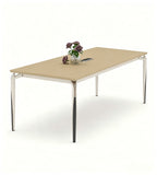 簡約淺木紋金屬腳長方形帶插座會議枱 Minimalist Light Wood Grain Rectangular Conference Table with Power Outlet