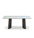 Modern Luxury Dream Blue Stone Titanium Grey Leg Rectangular Dining Table