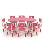 玫紅色可升降月亮形幼稚園枱 Adjustable Pink Moon Kindergarten Table