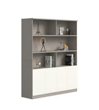 灰白雙色防火板開放式四掩門文件櫃 Gray & White MFC Open Shelf 4-Door File Cabinet