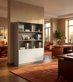 Gray and White MFC Open Shelf 4-Door File Cabinet