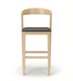 Nordic Minimalist Natural Solid Wood Black PU Leather Low-Back Bar Stool