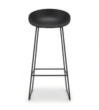 Minimalist Black PP Steel Frame Bar Stool with Footrest