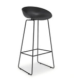 Minimalist Black PP Steel Frame Bar Stool with Footrest
