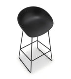Minimalist Black PP Steel Frame Bar Stool with Footrest