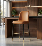 白蠟木金色腳PU皮橙色休閒椅 Ash Wood Gold-leg Lounge Chair