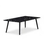 Light Luxury Black Gold Sintered Stone Rectangular Coffee Table with Metal Legs