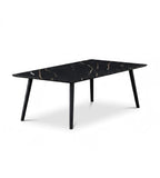 輕奢勞倫黑金岩板金屬腳長方形茶几 Luxury Black Gold Sintered Stone Coffee Table