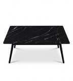 Light Luxury Black Gold Sintered Stone Rectangular Coffee Table with Metal Legs