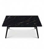 輕奢勞倫黑金岩板金屬腳長方形茶几 Luxury Black Gold Sintered Stone Coffee Table