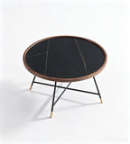 Modern Black Sintered Stone Round Coffee Table