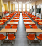 Modern Minimalist Wood Grain and Orange Steel Frame 4-Seater Fixed School Dining Table