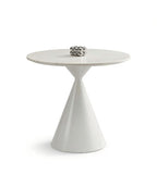 現代簡約白色岩板亮面鐵腳圓形洽談枱 Modern White Sintered Stone Round Table