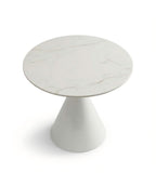 Modern Minimalist White Sintered Stone Round Discussion Table with Iron Legs
